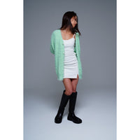 画像をギャラリービューアに読み込む, 【通常販売】Fur knit cardigan / MINT GREEN