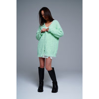 画像をギャラリービューアに読み込む, 【通常販売】Fur knit cardigan / MINT GREEN