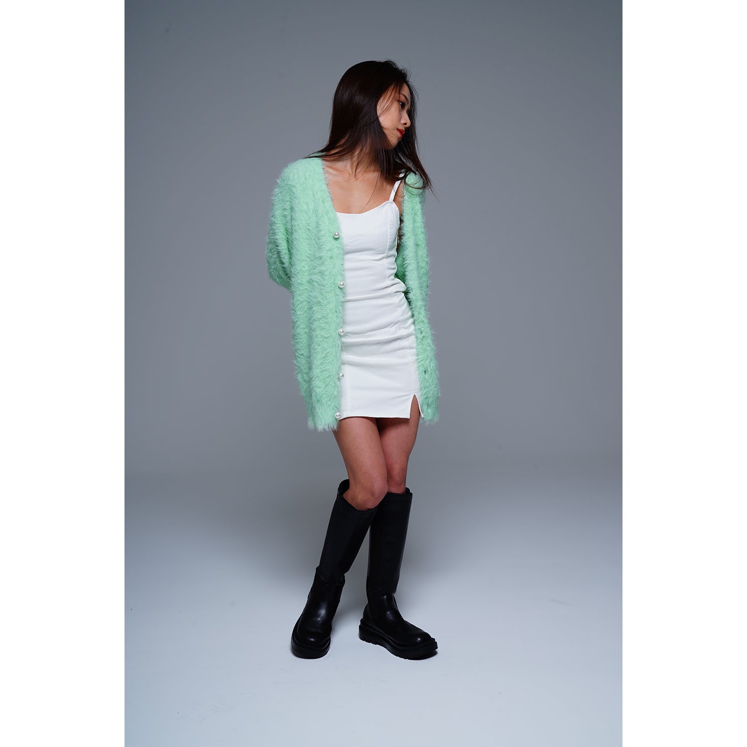 通常販売】Fur knit cardigan / MINT GREEN – AY online