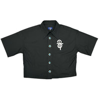 画像をギャラリービューアに読み込む, 【予約受注】SHORT SLEEVE EMBROIDERY PATCH CROPED SHIRTS / BLACK