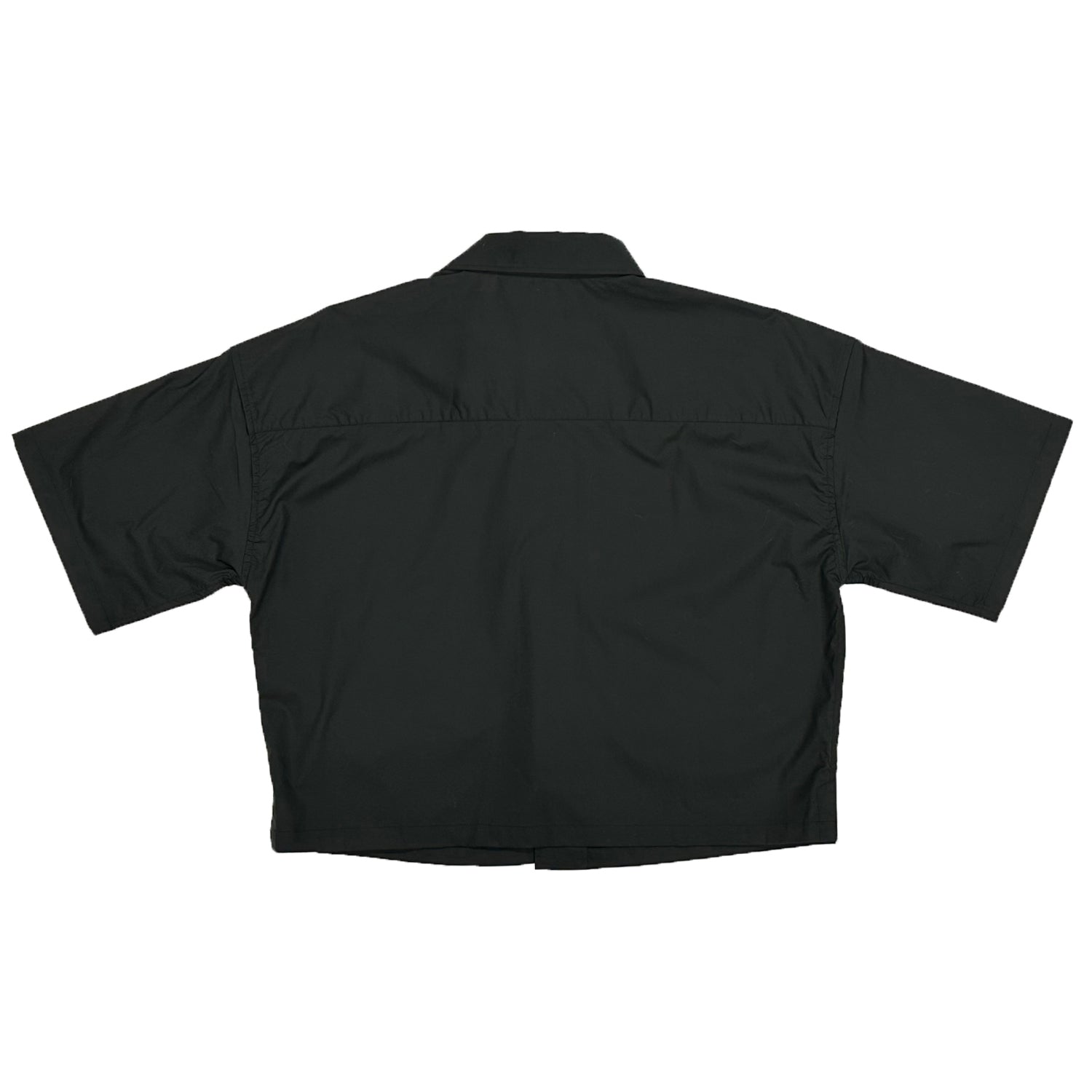 画像をギャラリービューアに読み込む, 【予約受注】SHORT SLEEVE EMBROIDERY PATCH CROPED SHIRTS / BLACK