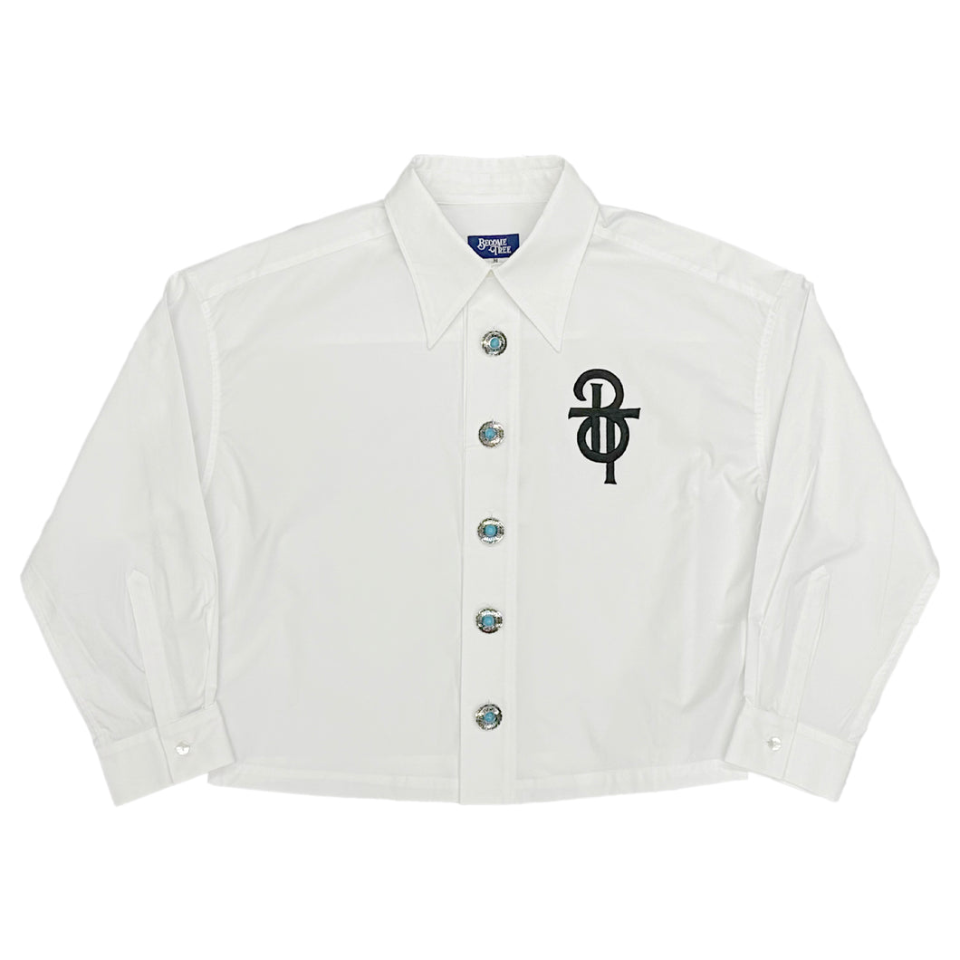 【予約受注】  EMBROIDERY PATCH CROPED SHIRTS / WHITE