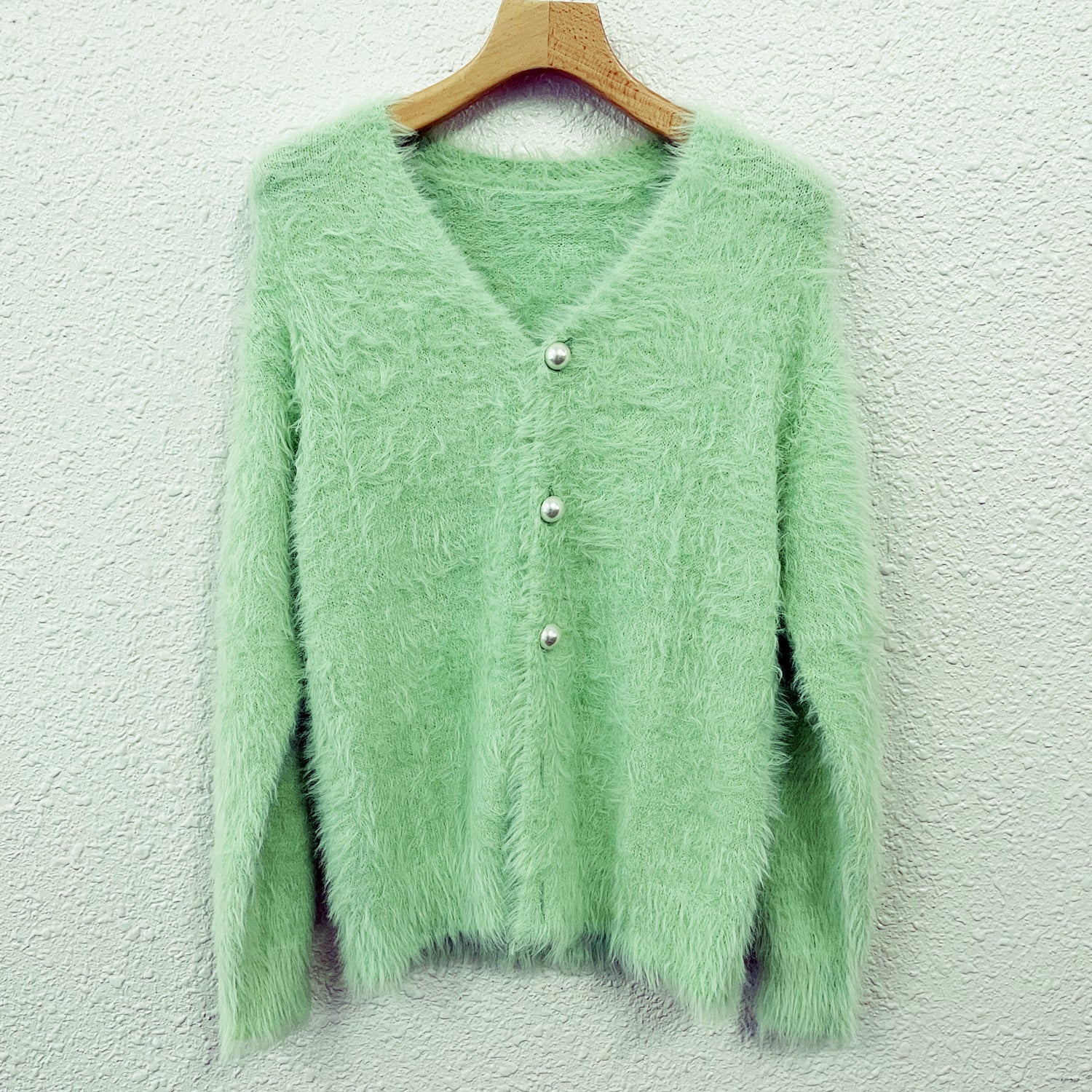 【通常販売】Fur knit cardigan / MINT GREEN