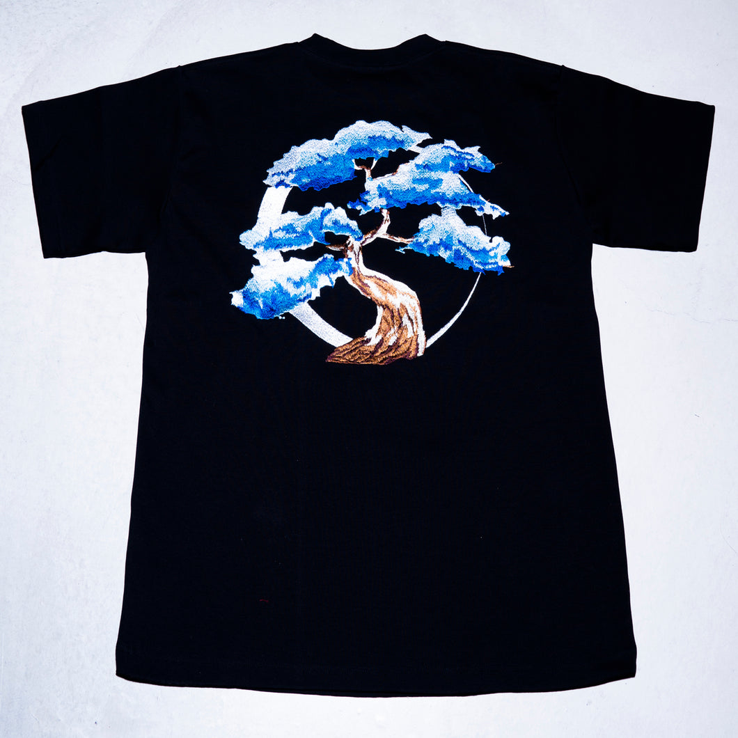 Bonsai embroidery T-shirt / BLACK